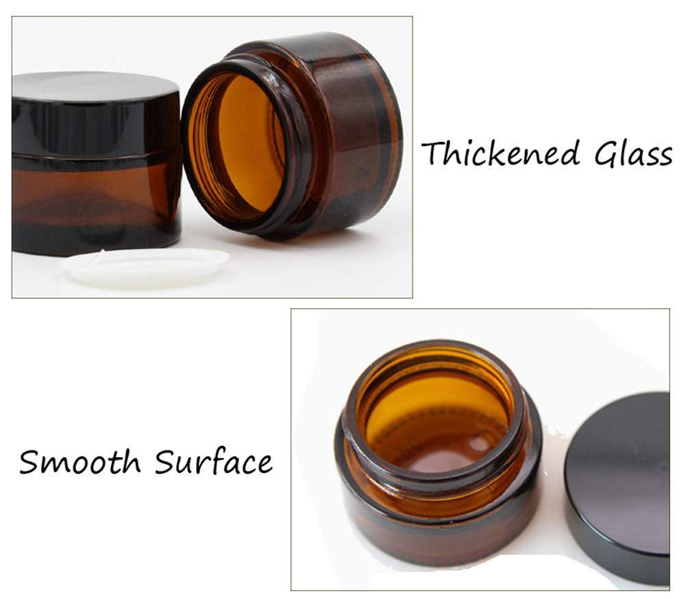 5Pcs 10Ml 0.35Oz Travel Size Empty Refillable Amber Glass Cosmetic Containers Round Sample Jars Pot Vial Bottle With Inner Liner